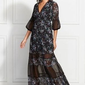 NWT Rachel Zoe Joni Vine Sheer Panel Maxi Dress
